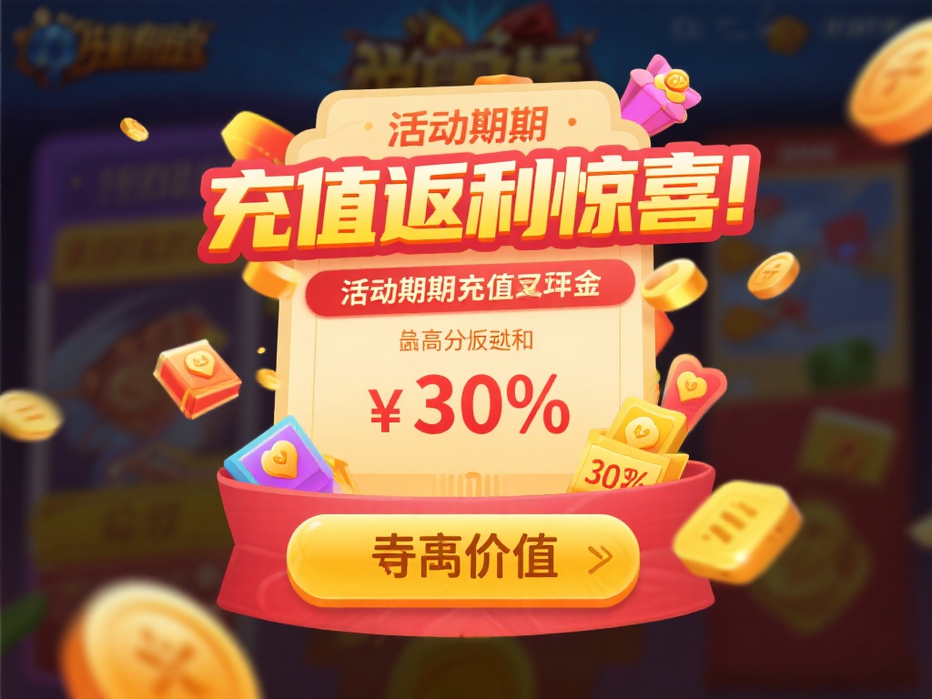 充值返利惊喜：在活动期间，充值任意金额即可享受不同